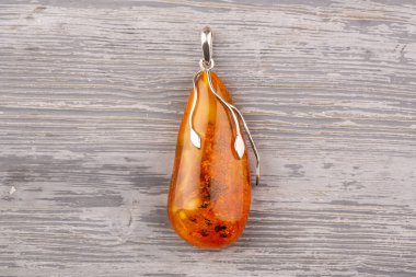 Kehribar gümüşle süslenmiş kolye, antik hayvanlarla birlikte..