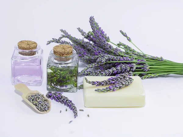 Home Made Soap Perfume Essential Oil Lavender — Stock Photo, Image