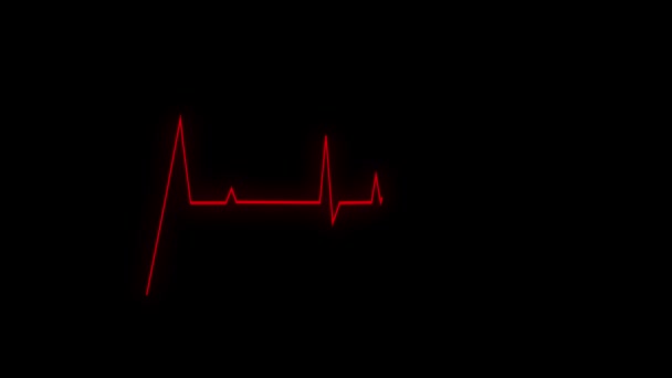 Анімація Серцебиття Шаблон Кардіограми Чорний Фон Відео — стокове відео