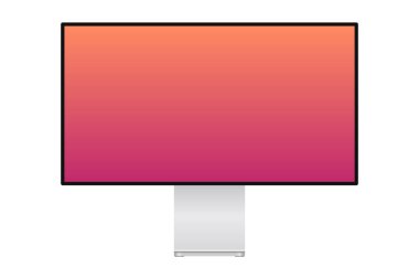 Gerçekçi bilgisayar monitörü beyaz arka plan görünümünde izole edildi. Portföyünüz için vektör illüstrasyonu