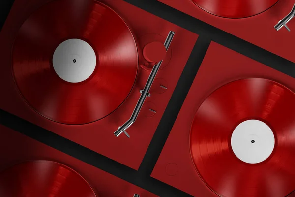 Vinyl Plaat Player Mockup Een Gestructureerde Achtergrond Render — Stockfoto