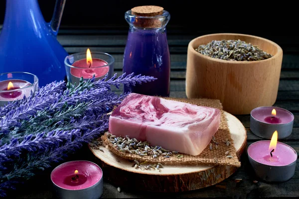 Natural Organic Lavender Soap Spa Body Care — Stock Photo, Image