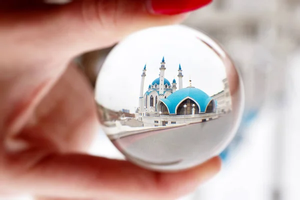 Glass Ball Reflection Sights Optical Illusion Effect Close Macro Stockfoto