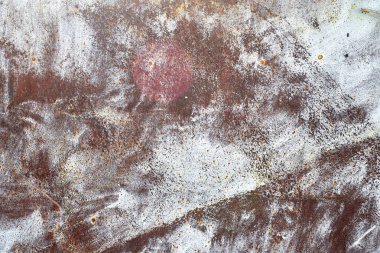 Eski paslı demir yüzey. Metal zemin. Yakın çekim, makro