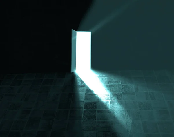 Uşă Suprarealistă Conceptul Visător Lumină Strălucitoare Ușa Deschisă Într Cameră — Fotografie, imagine de stoc