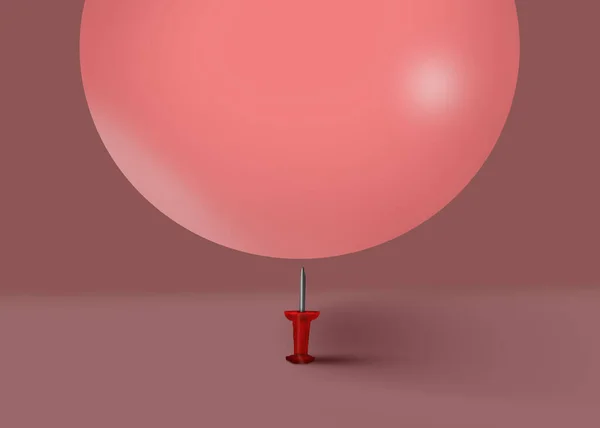 Μπαλόνι Έτοιμο Πέσει Πάνω Καρφίτσα Έννοια Επιχειρηματικού Κινδύνου Εννοιολογική Ριψοκίνδυνη — Φωτογραφία Αρχείου