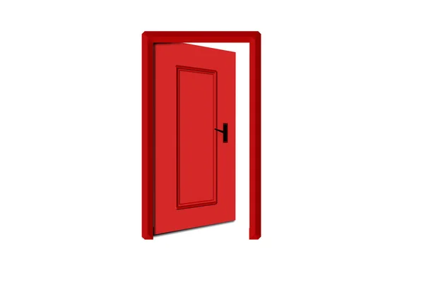Красная Открытая Дверь Изолирована Белой Красный Дизайн — стоковое фото