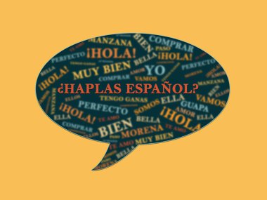 Baloncuk konuşmasında İspanyolca soru soruluyor mu? Latince kavak kelimesiyle. Espanol öğren, ders al ya da ders al ve İspanyolca online yaratıcı fikir kavramını öğret