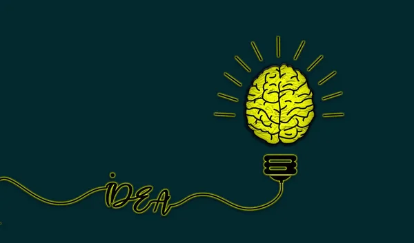 Glowing human mind connected with line idea word. ideas and Creativity concept with copy space