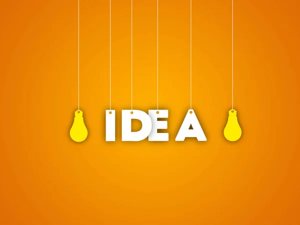 hanging Idea word design. letters hanged on ropes. creative concept in orange background. Creativity and innovative business idea concept