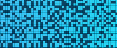 Mavi geometrik kareler kusursuz bulmaca desenli soyut arkaplan. bir çok küçük kare mavi waall monokrom çizimi mavi turkuaz 