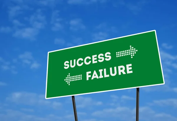 Concept Success Failure Direction Green Road Sign Two Direction Front — Stock Photo, Image