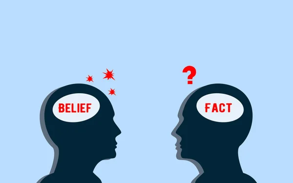 Ludzkie Wierzenia Fakty Koncepcja Dwóch Różnych Mężczyzn Mózg Sposób Myślenia — Zdjęcie stockowe
