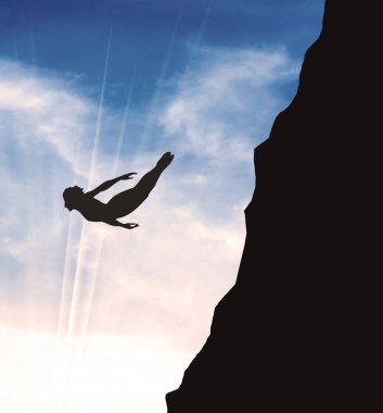 Siluet Uçurum Dalgıcı Gün batımı Mavi Gökyüzü