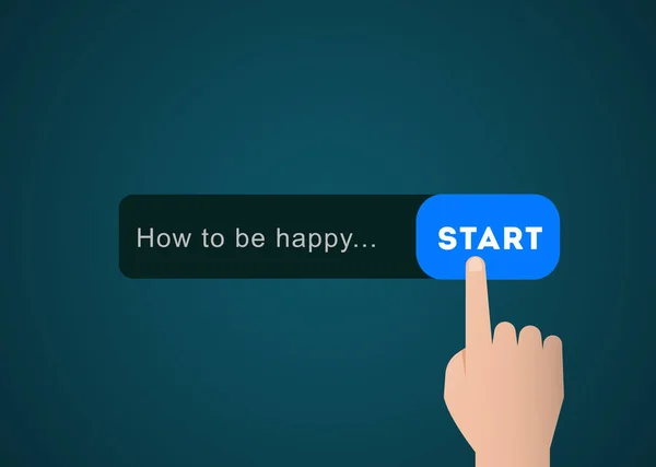 Hogyan Legyünk Boldogok Kéz Nyomja Start Gombot Keres Online Tippek — Stock Fotó