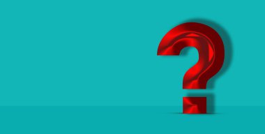 Mavi Arkaplanda 3D Render Soru işareti. İş yardımı, Destek ve İş Soruları Konsepti. 3B Hazırlama,