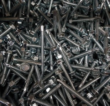 Uzun matkap uçlu vida cıvata metal closeup için 