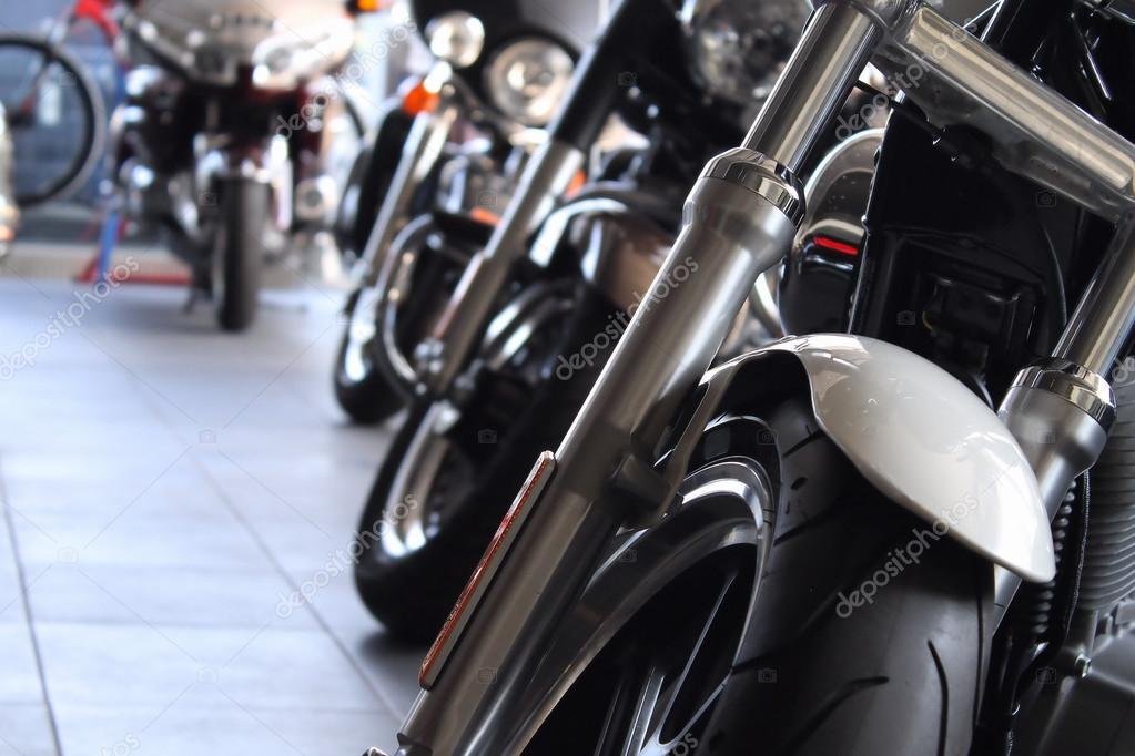 chopper motorcycles in showroom of motorbike Stock Photo ©AnyVidStudio 84870576