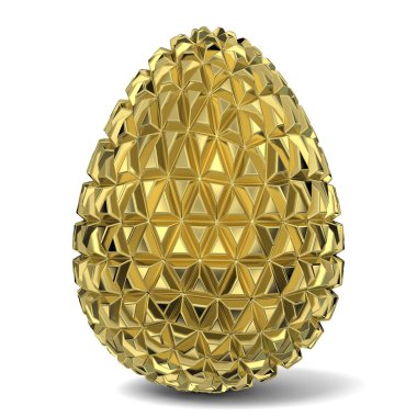Altın triangulated yumurta süsleme. 3D
