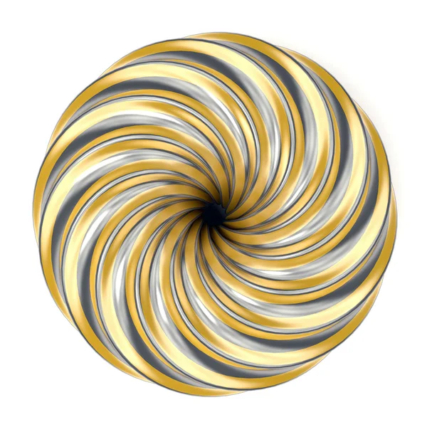 Abstrakt golden och silver spiral dekoration. 3D — Stockfoto