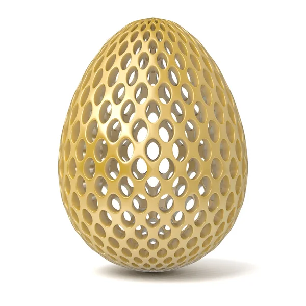 Gold perforated egg ornament. 3D — Stock Photo, Image