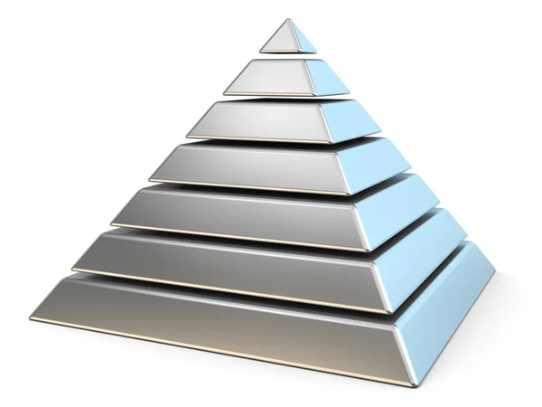 Stål pyramid med sju nivåer. 3D — Stockfoto