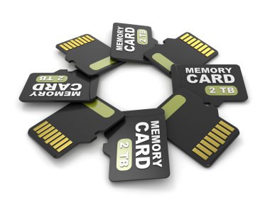 MicroSD bellek kartları, ön ve arka 2 Tb. daire düzenleme görüntüleyin. 3D