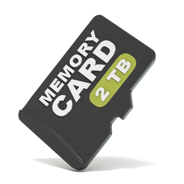 Tarjeta de memoria MicroSD, vista frontal de 2 TB. 3D —  Fotos de Stock