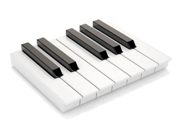 Tasti per pianoforte in bianco e nero. Un'ottava. 3D — Foto Stock