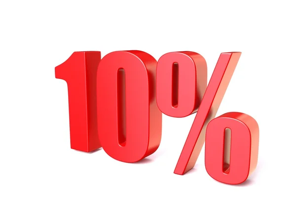 Red percentage sign 10. 3D — Stock Photo, Image