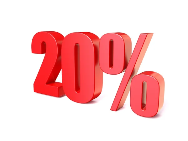 Sinal de percentagem vermelha 20. 3D — Fotografia de Stock