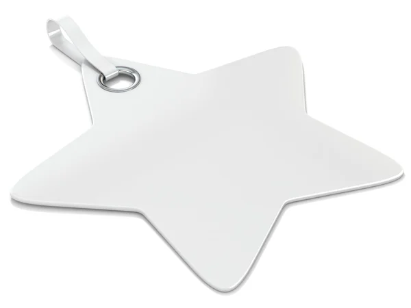 Etichetta stella in plastica bianca. Orizzontale. 3D — Foto Stock