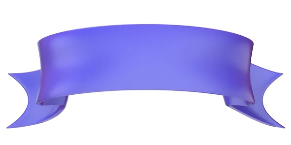 Etichetta blu con nastro viola. 3D — Foto Stock