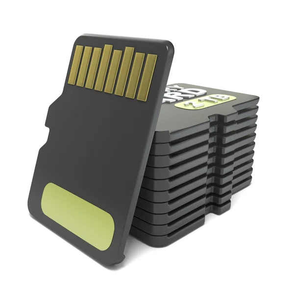 Memoria micro sd card stack. 3D — Foto Stock