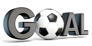 Word gol futbol, futbol topu ile. 3D 