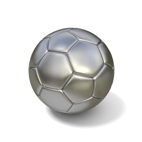 Zilveren voetbal - voetbal geïsoleerd op een witte achtergrond. 3D — Stockfoto