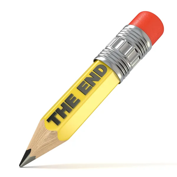 Κίτρινο μολύβι The End έννοια. 3D — Φωτογραφία Αρχείου