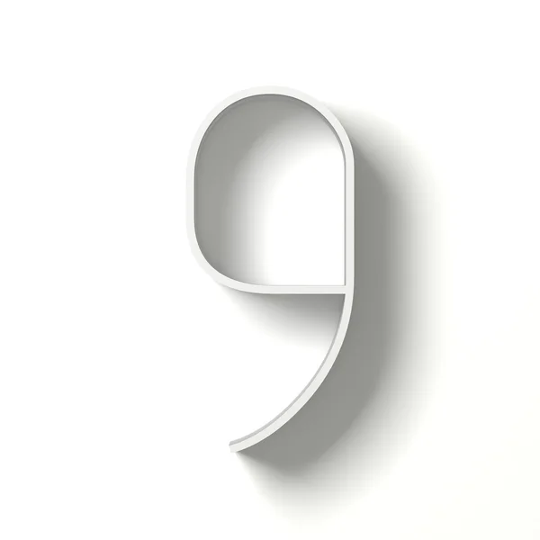 Dígito de sombra longo. Número Nove 9. 3D — Fotografia de Stock