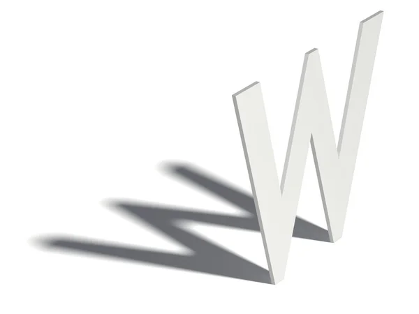 Drop shadow font. Letter W. 3D — Stock Photo, Image