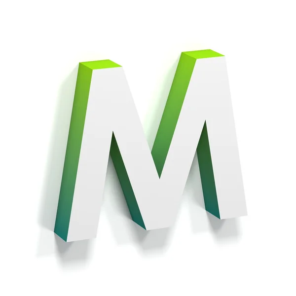 Зеленый градиент и мягкая тень буква M — стоковое фото