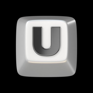 Bilgisayar klavye tuşu yazı tipi. U harfi 3d