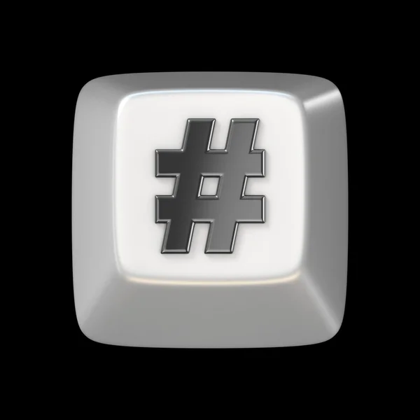 Klawiatura komputer klucz hashtag, zarejestruj 3d — Zdjęcie stockowe