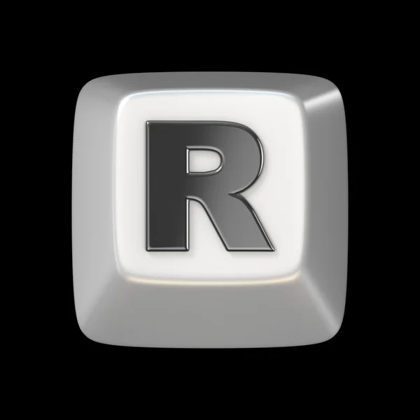 Πλήκτρο πληκτρολογίου υπολογιστή γραμματοσειρά. Γράμμα R 3d — Φωτογραφία Αρχείου