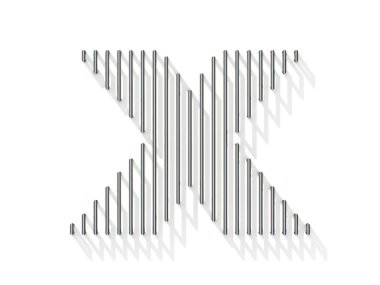 Gümüş, çelik tel yazı tipi. X harfi