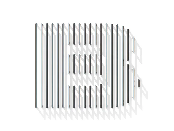 Silver, steel wire font. Letter B — Stock Photo, Image