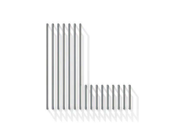 Silver, steel wire font. Letter L — Zdjęcie stockowe