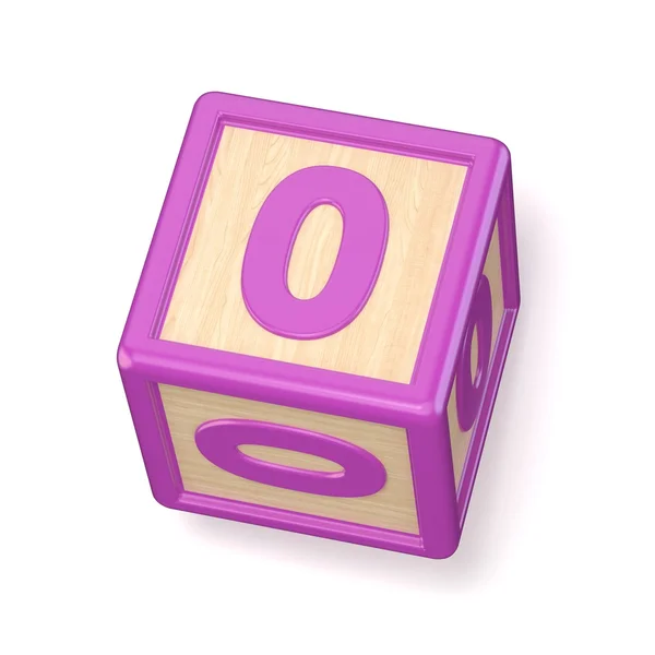 Number 0 ZERO wooden alphabet blocks font rotated. 3D — Stock Photo, Image