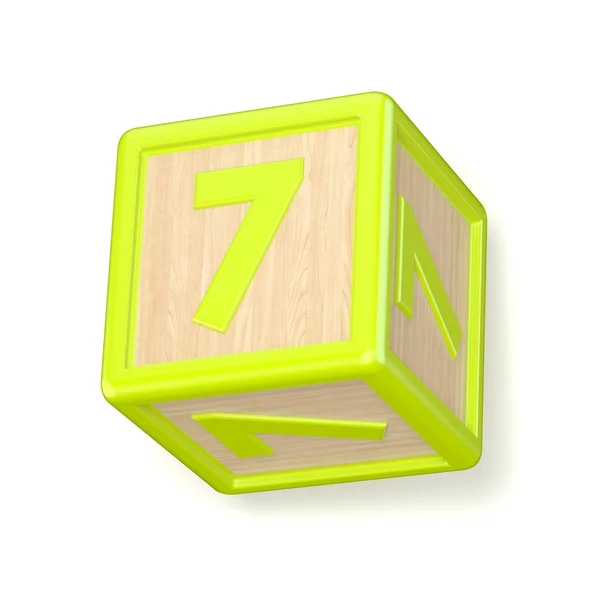 Numer 7 siedmiu drewniane alfabet bloki czcionki obrócony. 3D — Zdjęcie stockowe