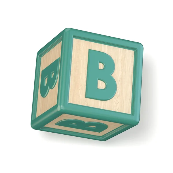 Letter B houten alfabet blokken lettertype gedraaid. 3D — Stockfoto