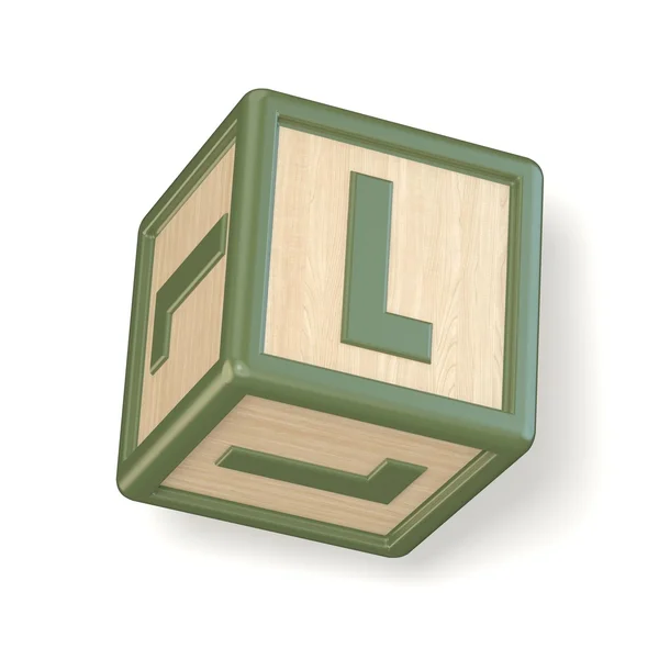 Letra L alfabeto de madeira blocos fonte girada. 3D — Fotografia de Stock